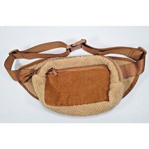 Sherpa and Cordoroy Belt Bag Gold Fanny Pack Beige